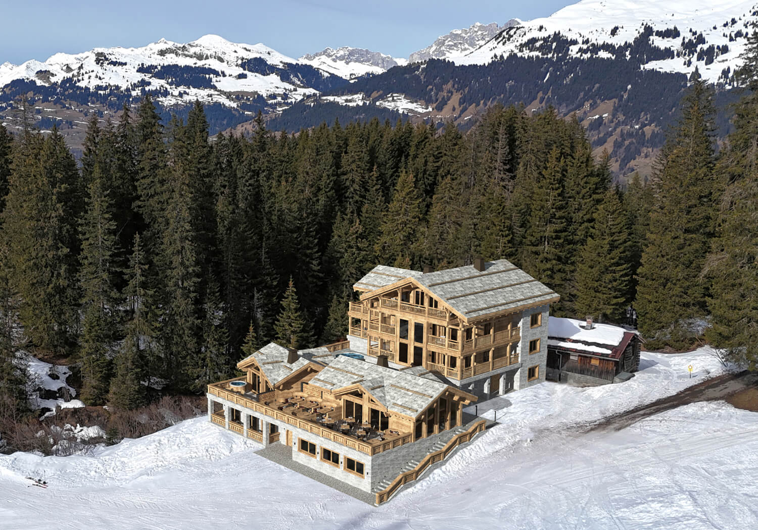 Berg Lodge in den Bergen - Bärtsch Architektur, Baumanagement, Innenarchitektur, Innenausbau - Klosters (Graubünden) Zürich